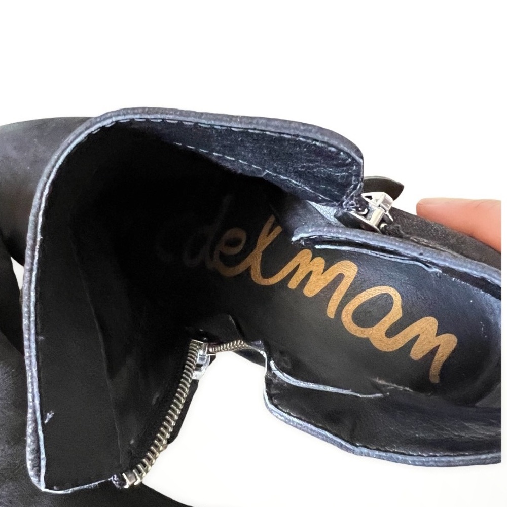 SAM EDELMAN PACKER Black Nubuck Burnished Leather Ankle Boots Booties Bl… - Picture 12 of 16